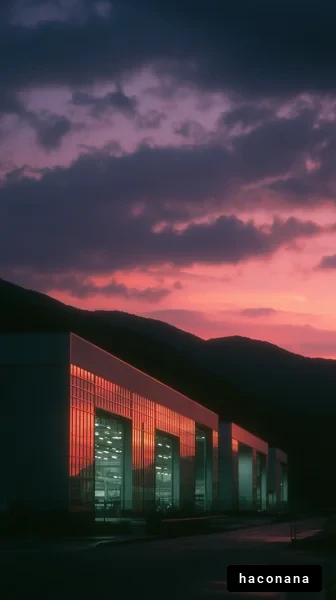 夕焼けに映る工場の風景