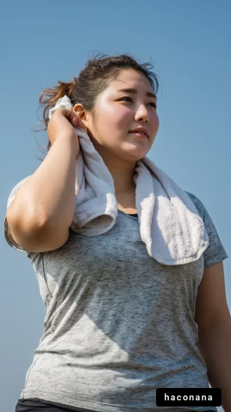 屋外で運動する女性の姿