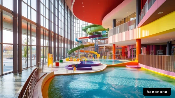 カラフルな屋内プール