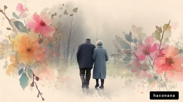 美しい花と年配カップル