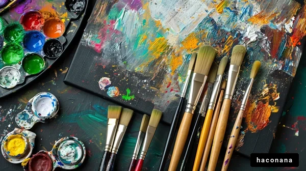 カラフルな絵画道具の風景