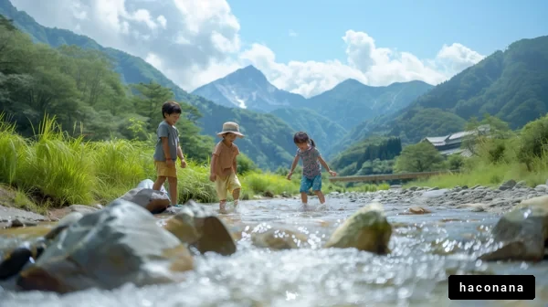川で遊ぶ子供たち