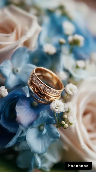 美しい結婚指輪と花束