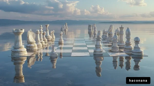 水面に映るチェス