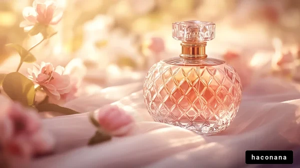 花に囲まれた香水瓶