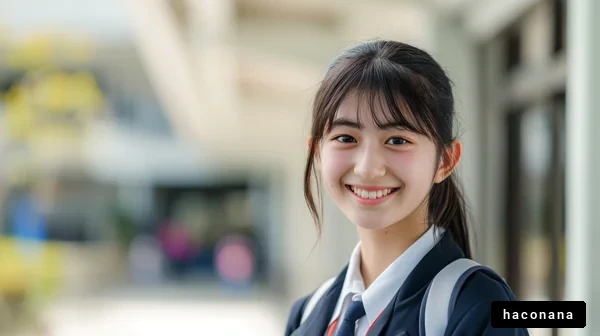 笑顔で学校の風景