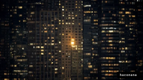 夜のビル群の光