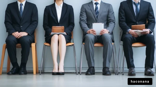 面接を受ける人々