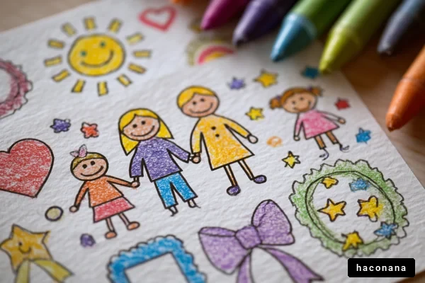 家族のクレヨン画