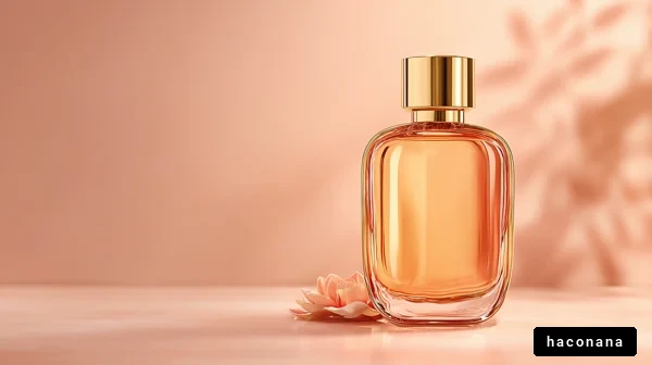 香水ボトルと花の演出