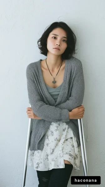 クレッチングした女性のポートレート