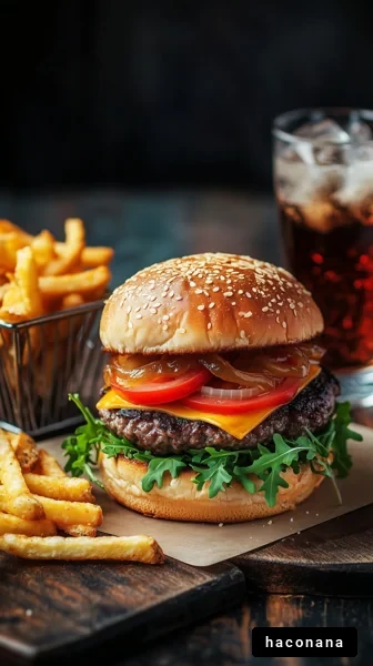 美味しいハンバーガーとポテト