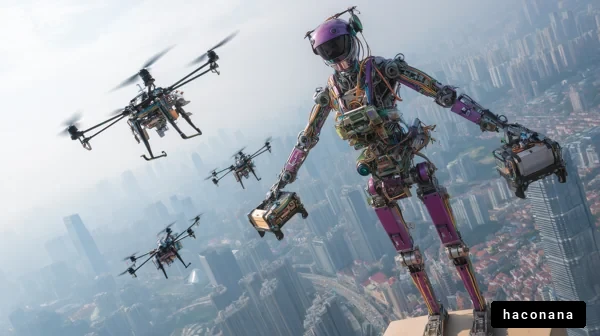 未来のロボットとドローン