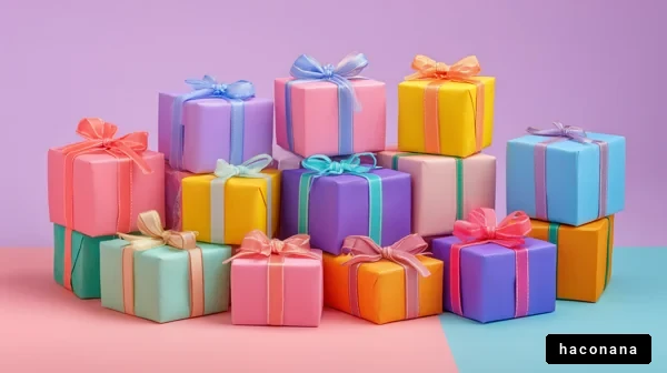カラフルな贈り物の山
