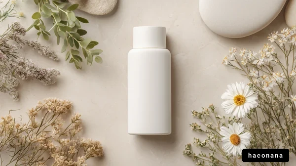 ナチュラルなボトルと花