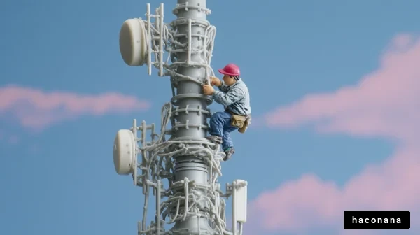 通信タワー作業員の姿