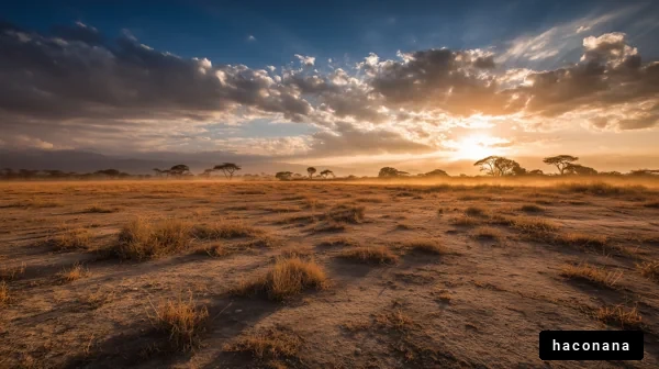 美しい夕日の草原風景
