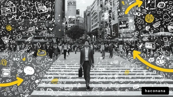 繁華街を歩くビジネスマン