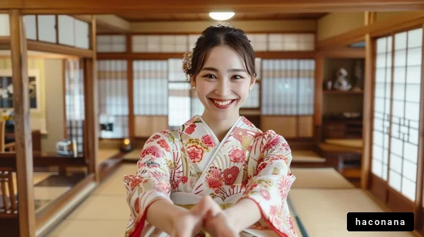 和服を着た女性の微笑み