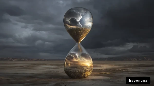 砂時計と幻想的な風景