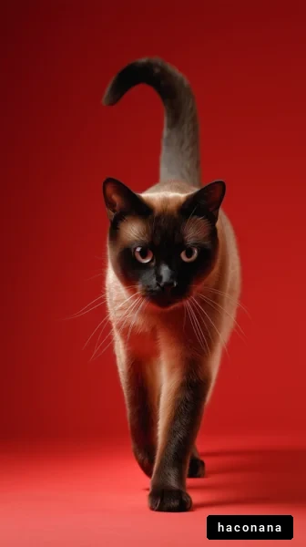 赤背景の猫のポートレート