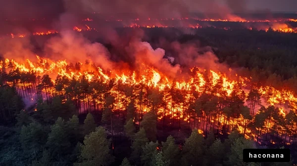 森を焼く火災の風景