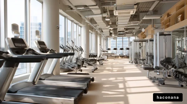 明るいジムの内部風景
