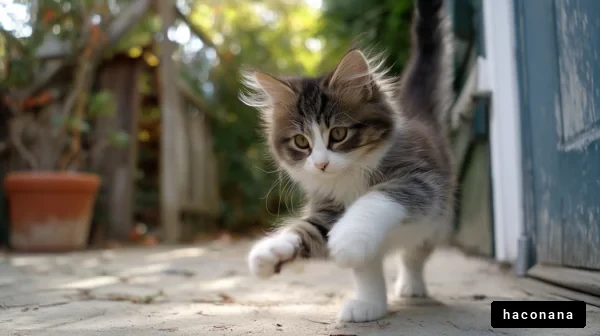 かわいい子猫が走るシーン