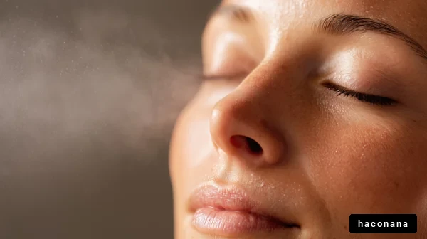 美容スプレーを使う女性