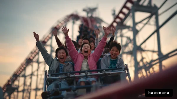 絶叫マシンで楽しむ子供たち