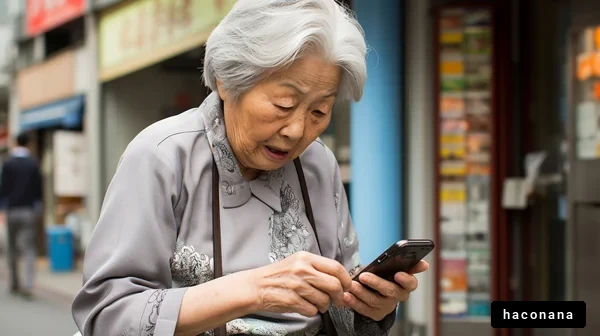 高齢者とスマートフォン