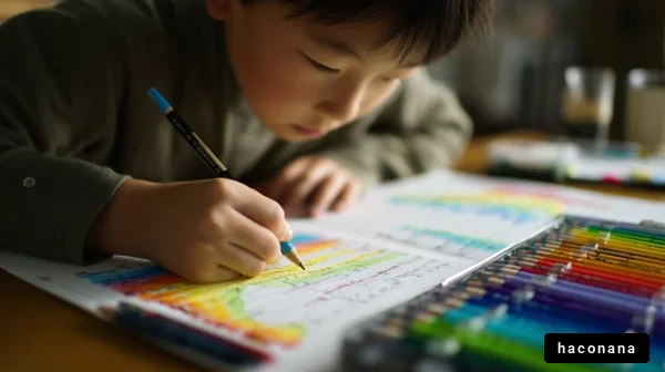 子供が絵を描いている様子