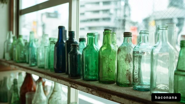 色とりどりの瓶の並び