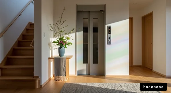 現代的なエレベーターのある玄関