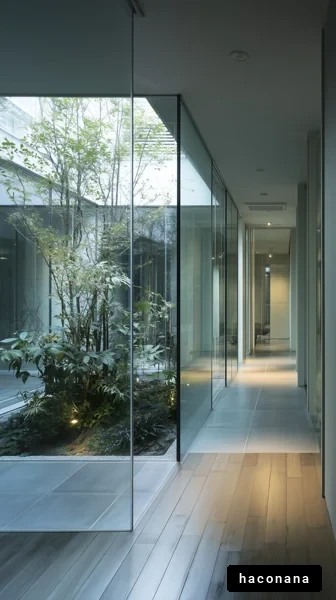 モダンなガラス廊下