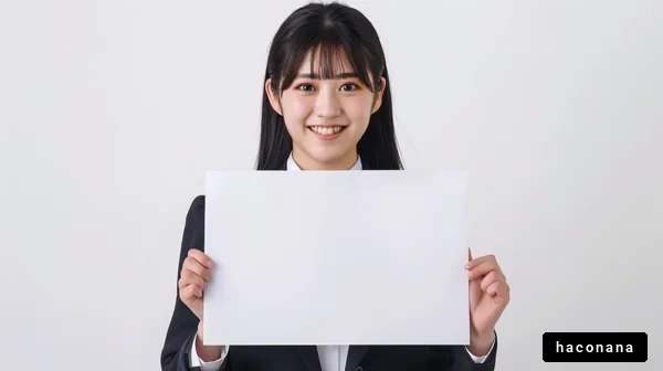 笑顔でアピールする女性