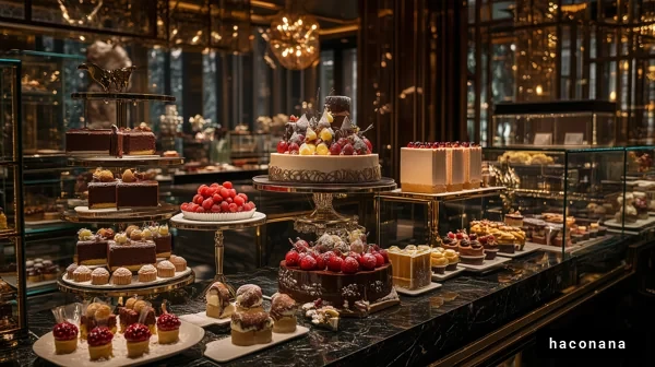 華やかなスイーツの展示