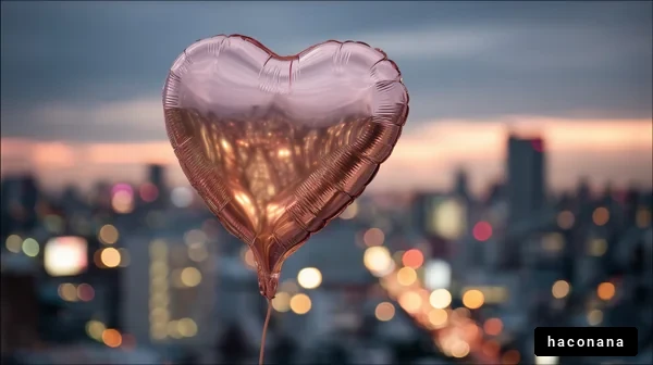 ハートのバルーンと夜景