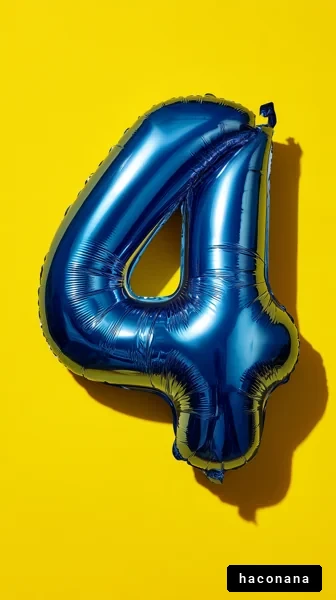 鮮やかな黄色い背景の数字4