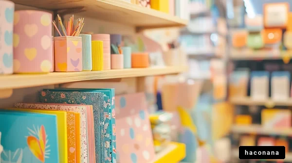 カラフルな文房具の棚