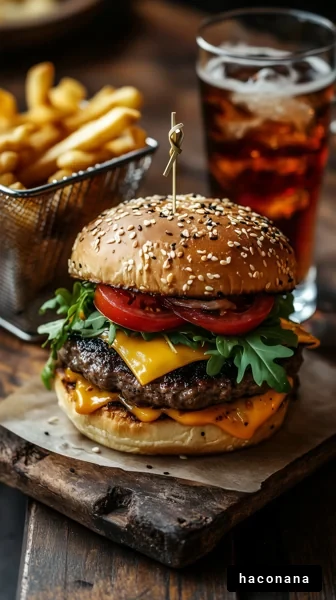 ボリュームたっぷりのハンバーガー