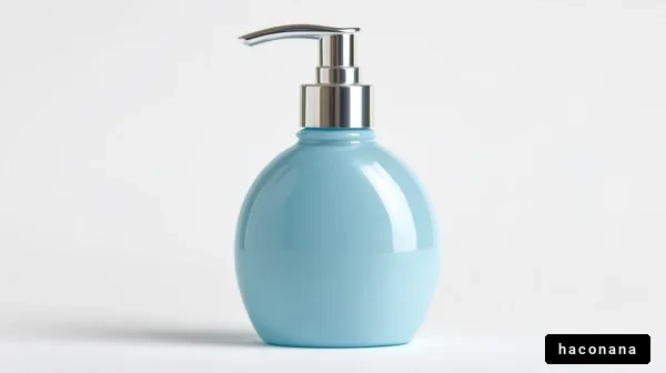 青いポンプボトルの写真