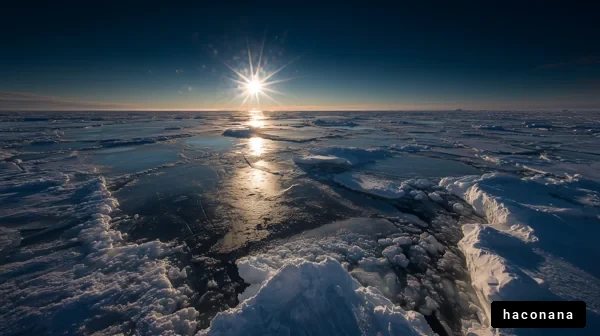 氷の海に映る太陽