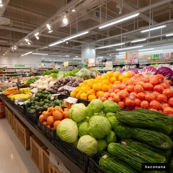 新鮮な野菜が並ぶ売場