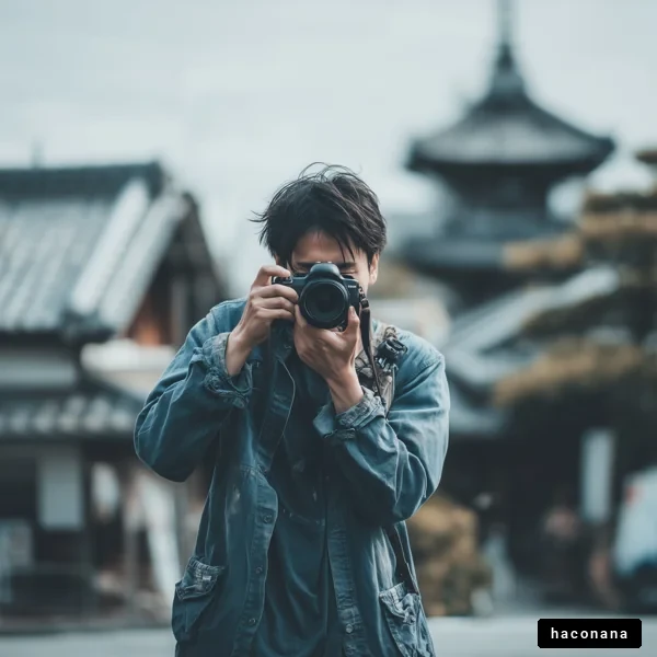 カメラを持った若者の風景