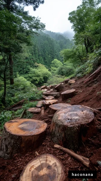伐採された木の切り株