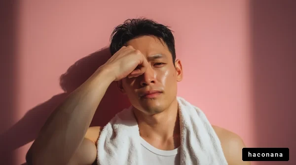 運動後のリラックスした男性