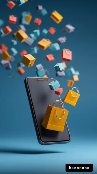 スマホとショッピングバッグの動き