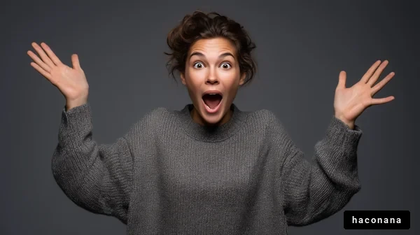驚きの表情を見せる女性