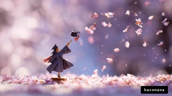 卒業の喜びと桜舞う景色